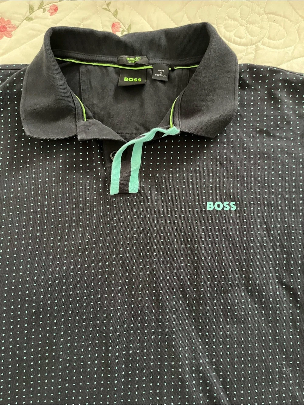 Boss Black Polo with Mint Contrast Trim